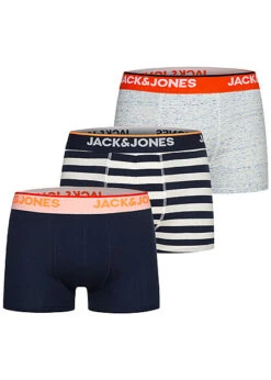 Jack & Jones Jack And Jones Herren NOOS 3-Pack Boxershorts Multicolor Gesteift Navy Blau Grau