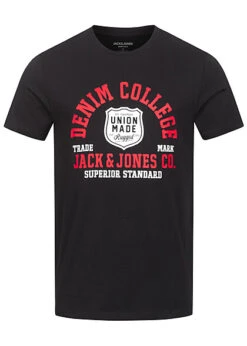 Jack & Jones Jack And Jones Herren T-Shirt Mit Logo Print Schwarz Rot