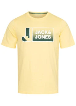 Jack & Jones Jack And Jones Herren T-Shirt Mit Logo Print Und Rundhals Pale Banana Hell Gelb