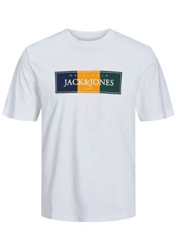 Jack & Jones Jack And Jones Herren T-Shirt Mit Logo Print Und Rundhals Bright Weiss