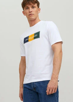 Jack & Jones Jack And Jones Herren T-Shirt Mit Logo Print Und Rundhals Bright Weiss -Stilreich Geschäft 23030342 2