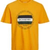 Jack & Jones Jack And Jones Herren T-Shirt Mit Logo Print Und Rundhals Iceland Poppy Orange Gelb