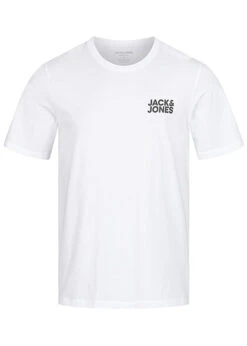 Jack & Jones Jack And Jones Herren NOOS T-Shirt Mit Rundhals Und Logo Print Weiss Schwarz