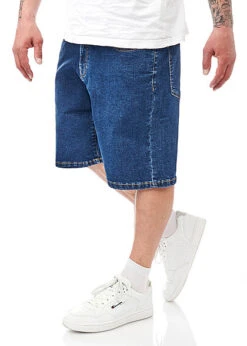 Urban Classics Herren Shorts Relaxed Fit Jeans 4-Pockets Mid Indigo Washed Blau