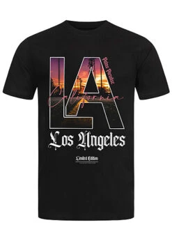 Seventyseven Lifestyle Herren T-Shirt Mit LA Letter Print Schwarz
