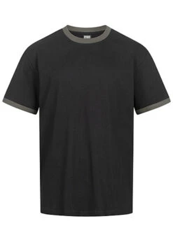 Urban Classics Herren T-Shirt Oversized Mit Rundhals Und Kontrast-Details Schwarz Grau