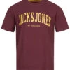 Jack & Jones Jack And Jones Herren NOOS T-Shirt Mit Rundhals Und Print Port Royale Bordeaux Rot