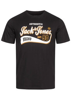 Jack & Jones Jack And Jones Herren T-Shirt Mit Rundhals Und Logo Print Schwarz