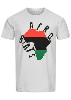 Mister Tee Herren T-Shirt Mit Rundhals Und Afro Beats Print Hell Asphalt Grau
