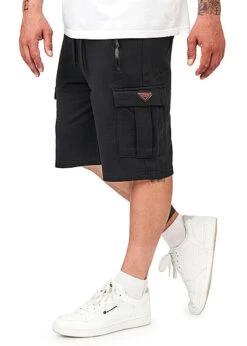 Seventyseven Lifestyle Herren Cargo-Shorts Mit 5-Pockets Und Label Schwarz